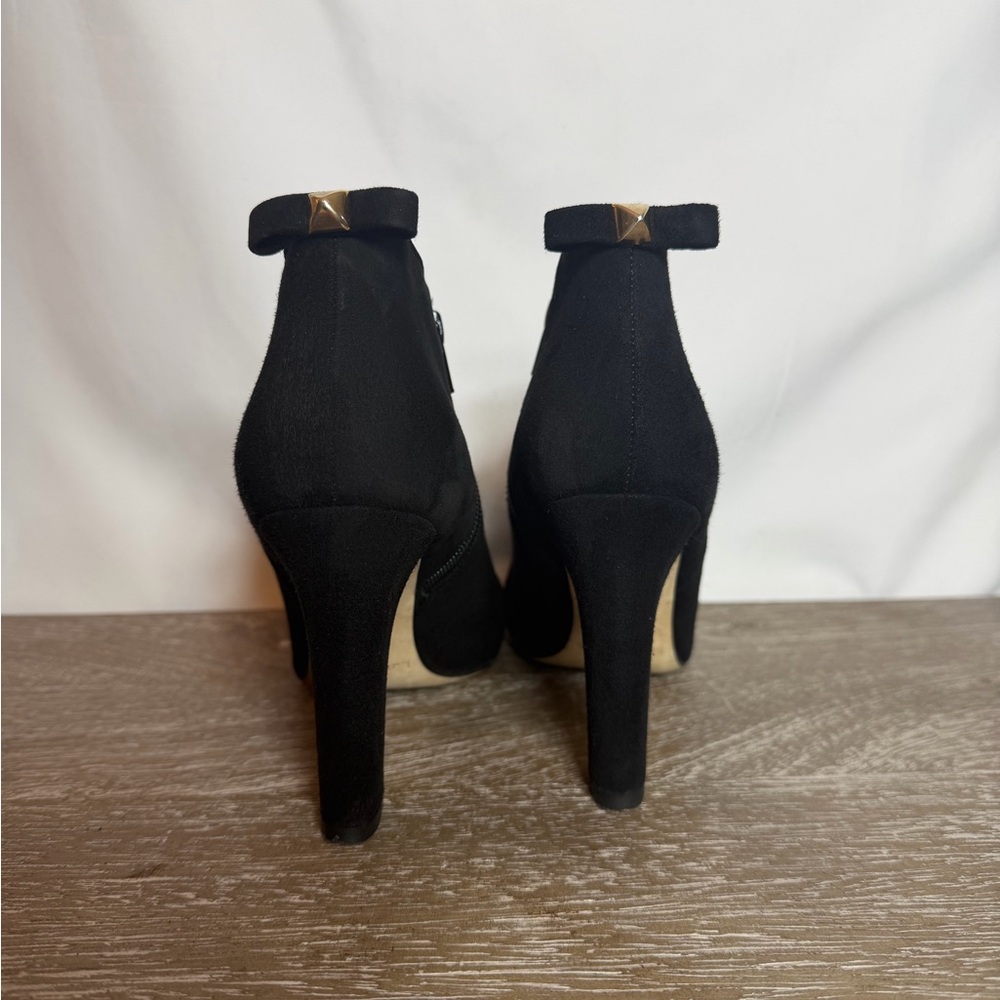 Kate Spade Black Suede High Heel boots with Chunky Heal